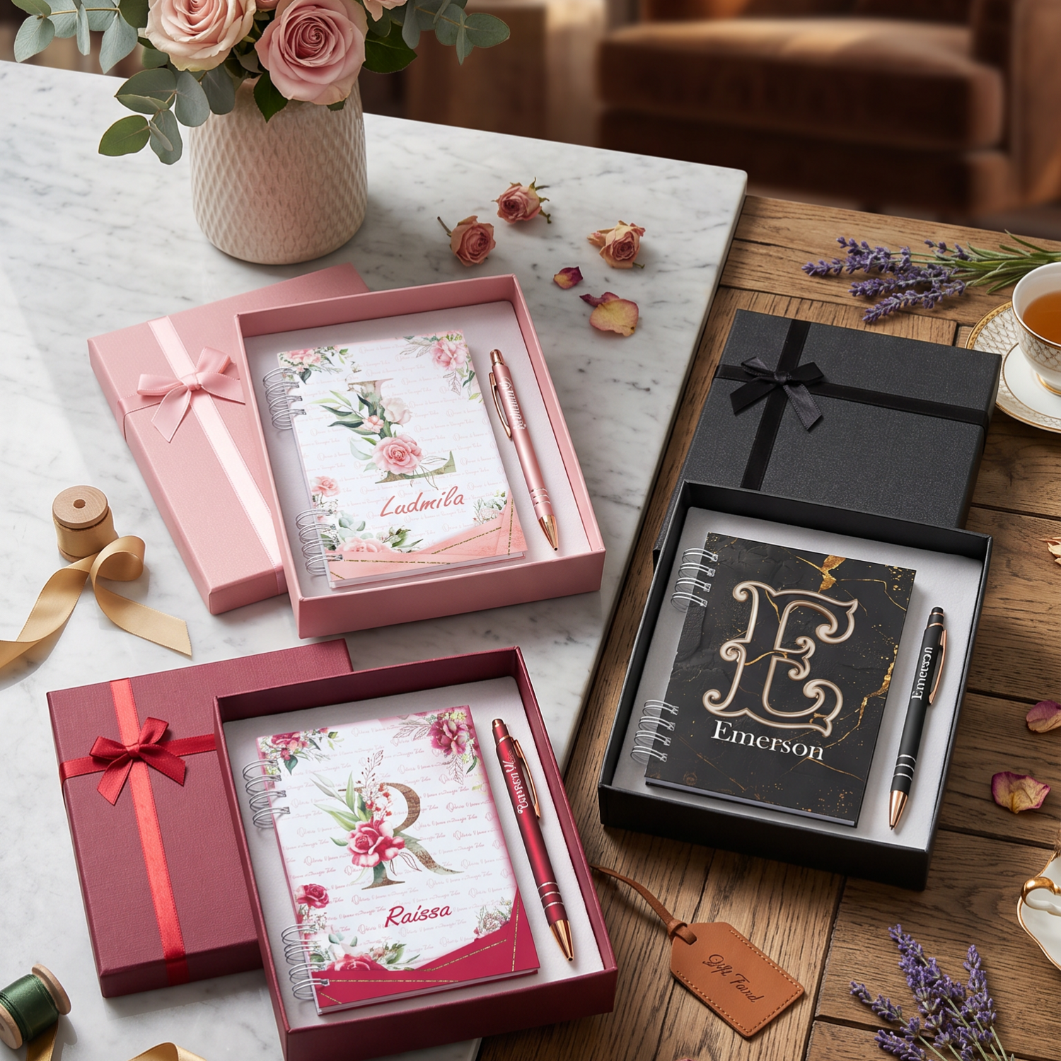Kit Presente Caderneta Personalizada + Caneta com Nome Caixa Elegante – Presente Brinde Agenda