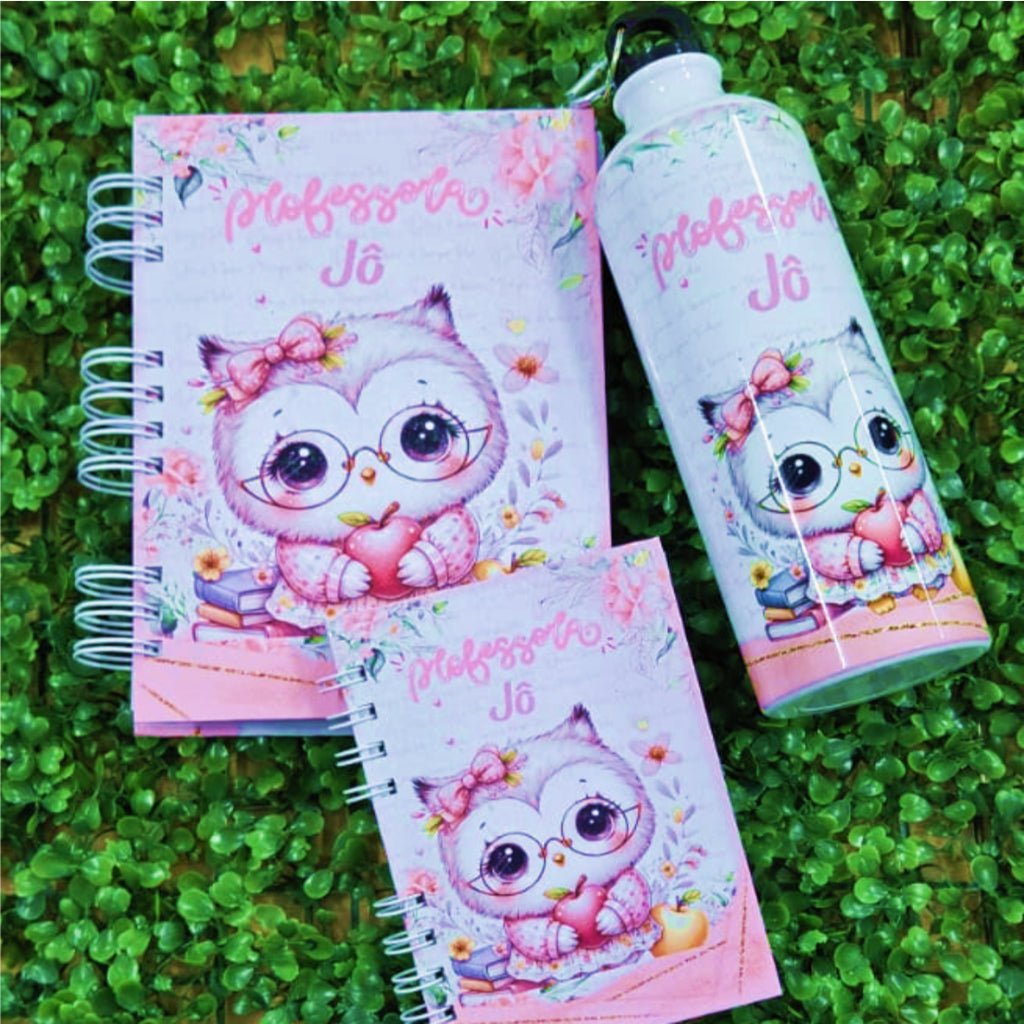 Kit dia dos Professores Personalizado - Agenda 2027 + Garrafa Alumínio + Brinde - (Caderneta)