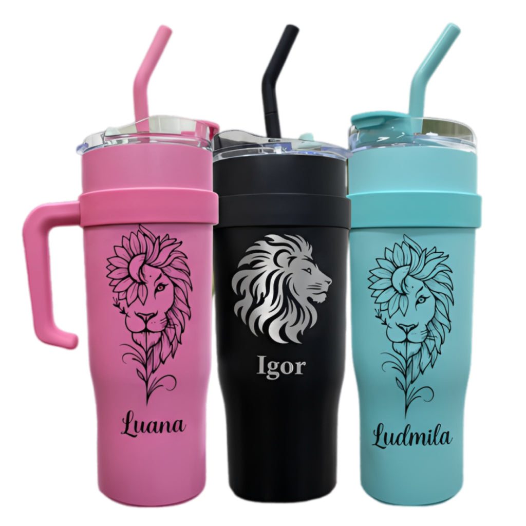 Copo Personalizado - Garrafa Térmica - 1200ml Garrafa de água Inox com Canudo