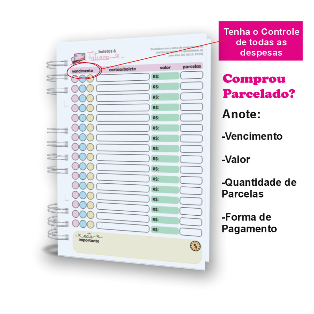 Planner Financeiro Personalizado - Controle Financeiro Permanente - Completo - 200 pag