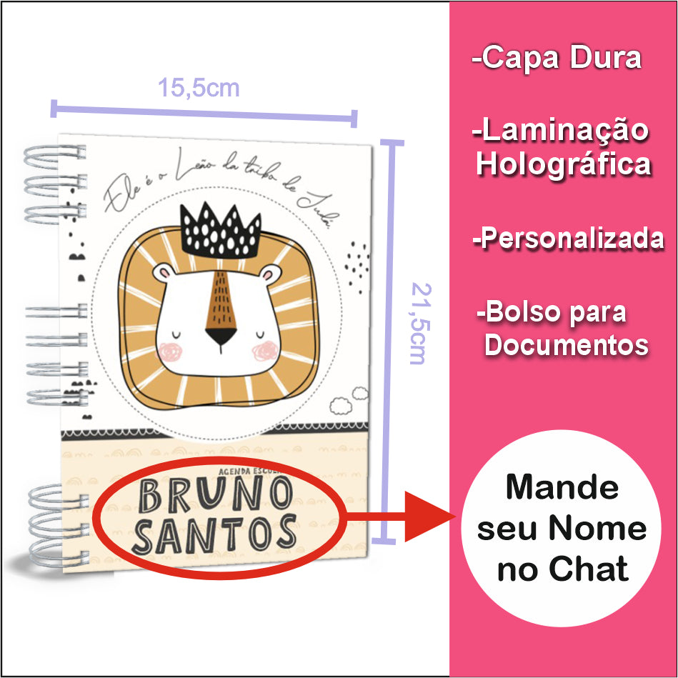 Agenda Escolar + Garrafa - Personalizada - Caderno Permanente - Kit - Personalize com Nome