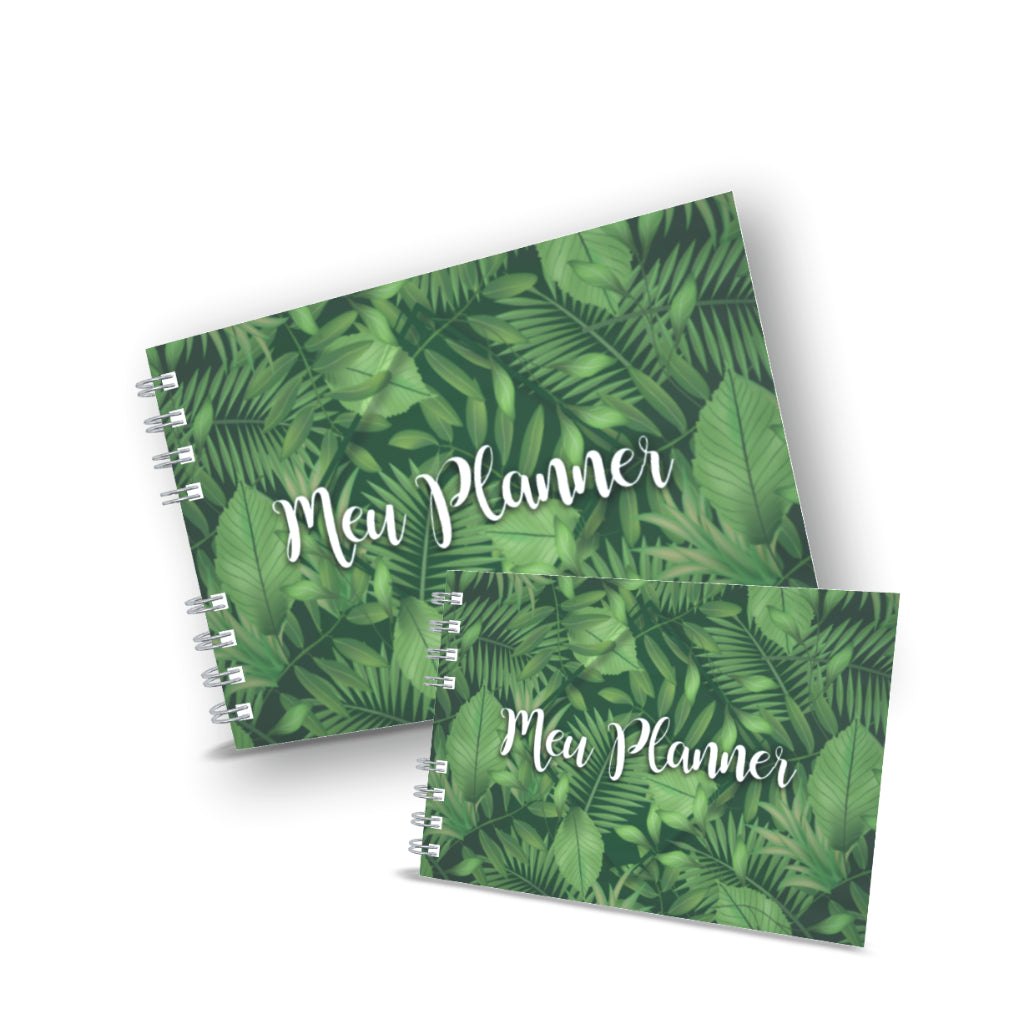 Planner Semanal - Personalizado - Folhas - Fosco - Horizontal - Capa Dura - Holográfico