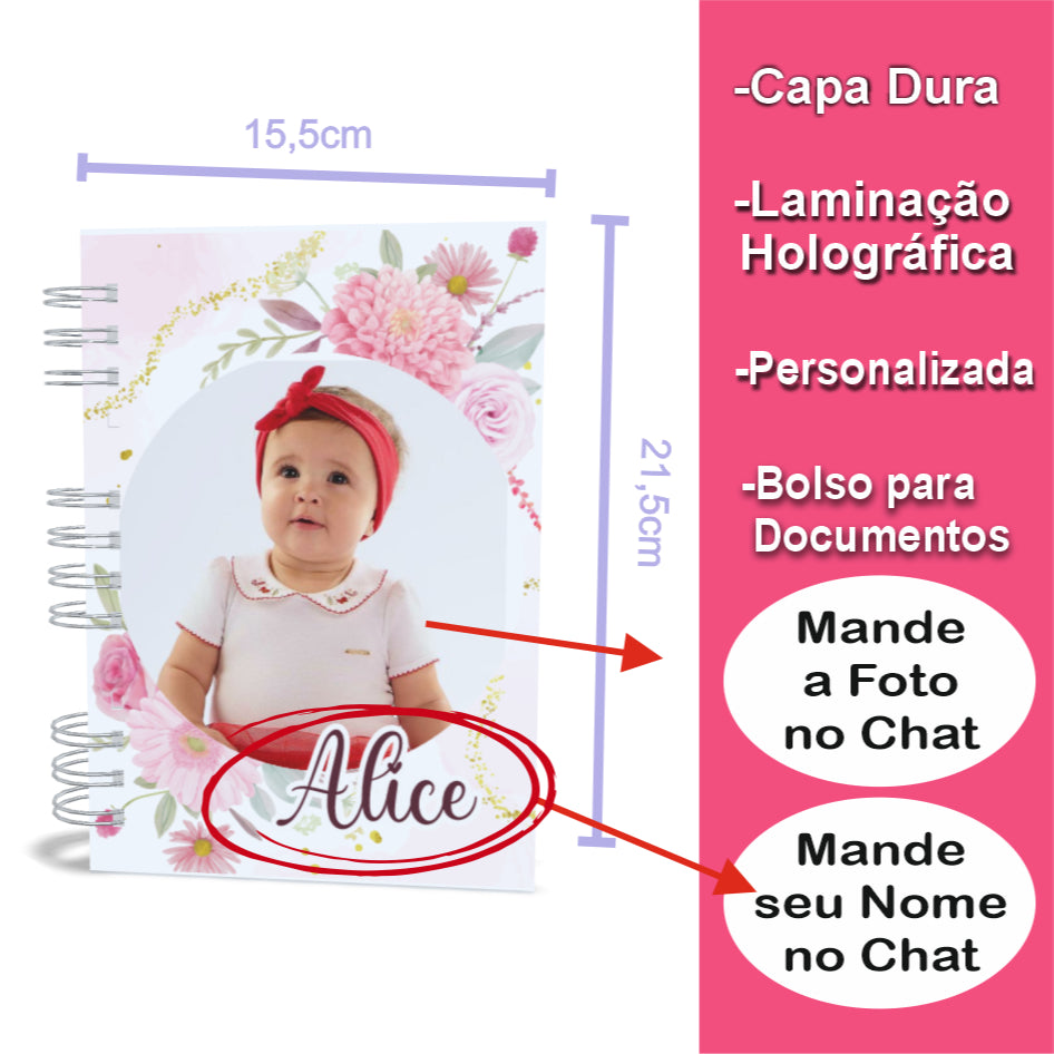 Agenda Escolar + Foto - Permanente - Infantil - Personalização Nome e Foto - 600 ML