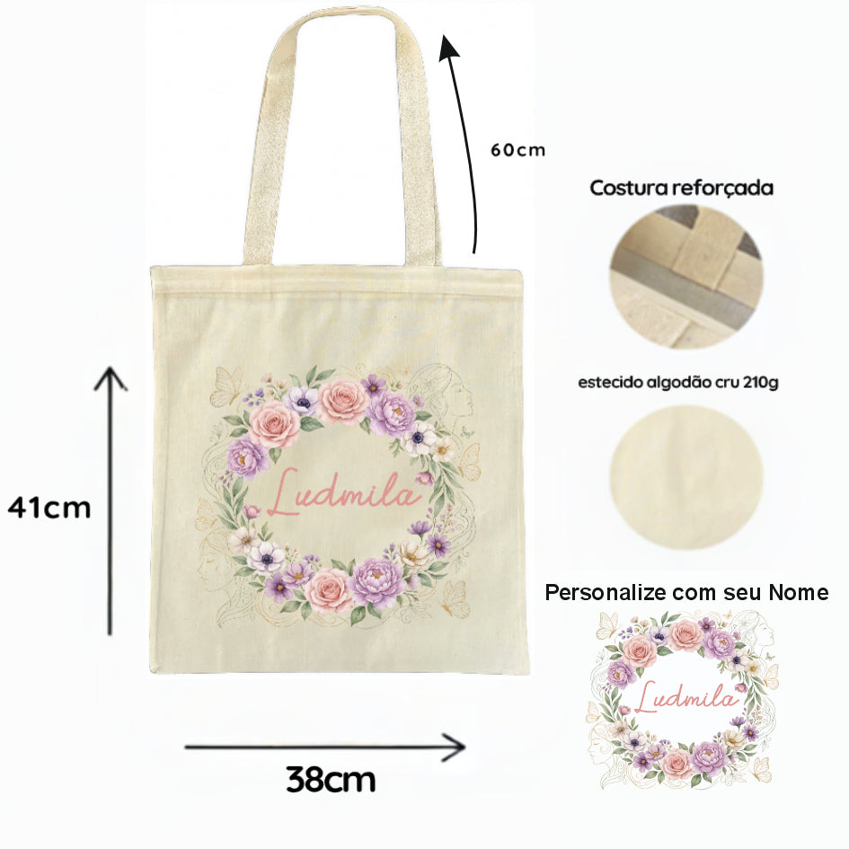 Ecobag Personalizada com Nome Estampada Diversos Modelos Bolsa em Algodão Cru 220g Reforçada