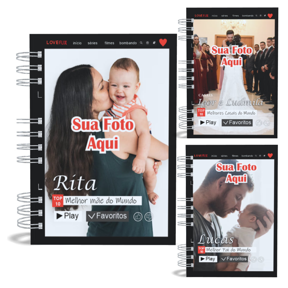 Caderno Personalizado com Foto Agenda Capa Dura Presente Mães Pais Namorados Anotações com Nome