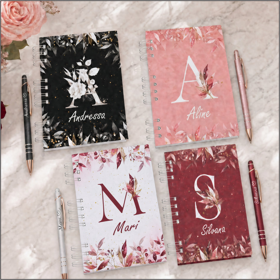 Agenda 2027 com Caneta Metal Touch - Personalizada - Miolo Colorido - Capa Dura - Holográfica