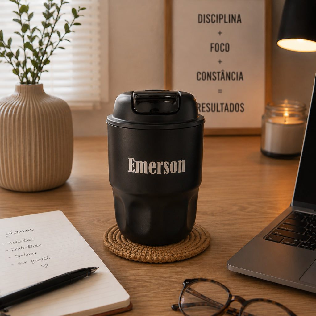 Copo Café Personalizado - Térmico - Presente - Namorados - Casal - Mulher - Homem -