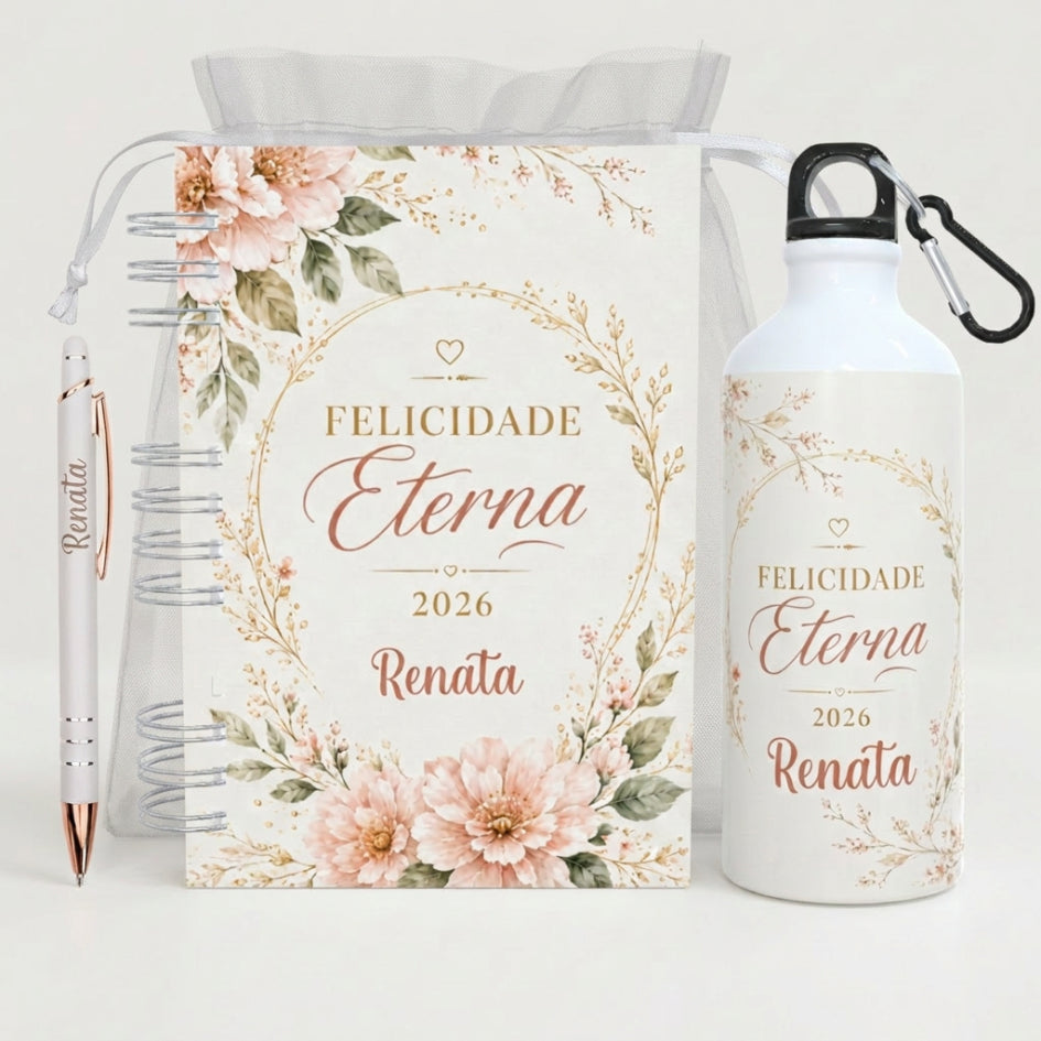 Kit Congresso Felicidade Eterna JW Testemunha de Jeová - 2026 Caderno - Garrafa Caneta Personalizado