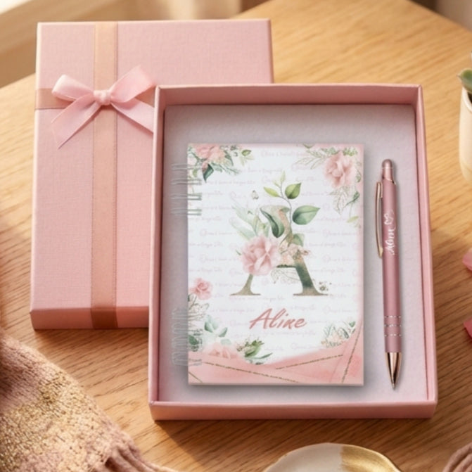 Kit Presente Caderneta Personalizada + Caneta com Nome Caixa Elegante – Presente Brinde Agenda