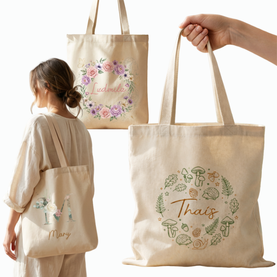 Ecobag Personalizada Nome Algodão Bolsa Em Algodão Cru