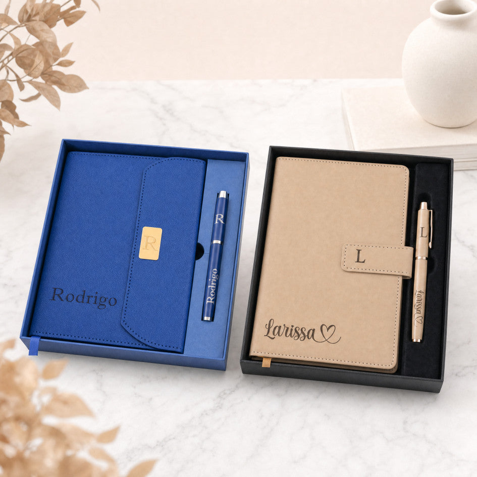 Kit Executivo Personalizado Agenda Caneta Metal Gravação Laser Caixa Presente Brinde Corporativo